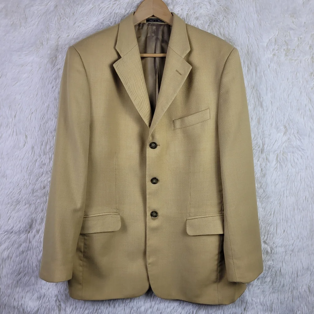 Bachrach Cashmere Blend 3 Button Blazer 40R‎ Camel Made In Italy Sporty
